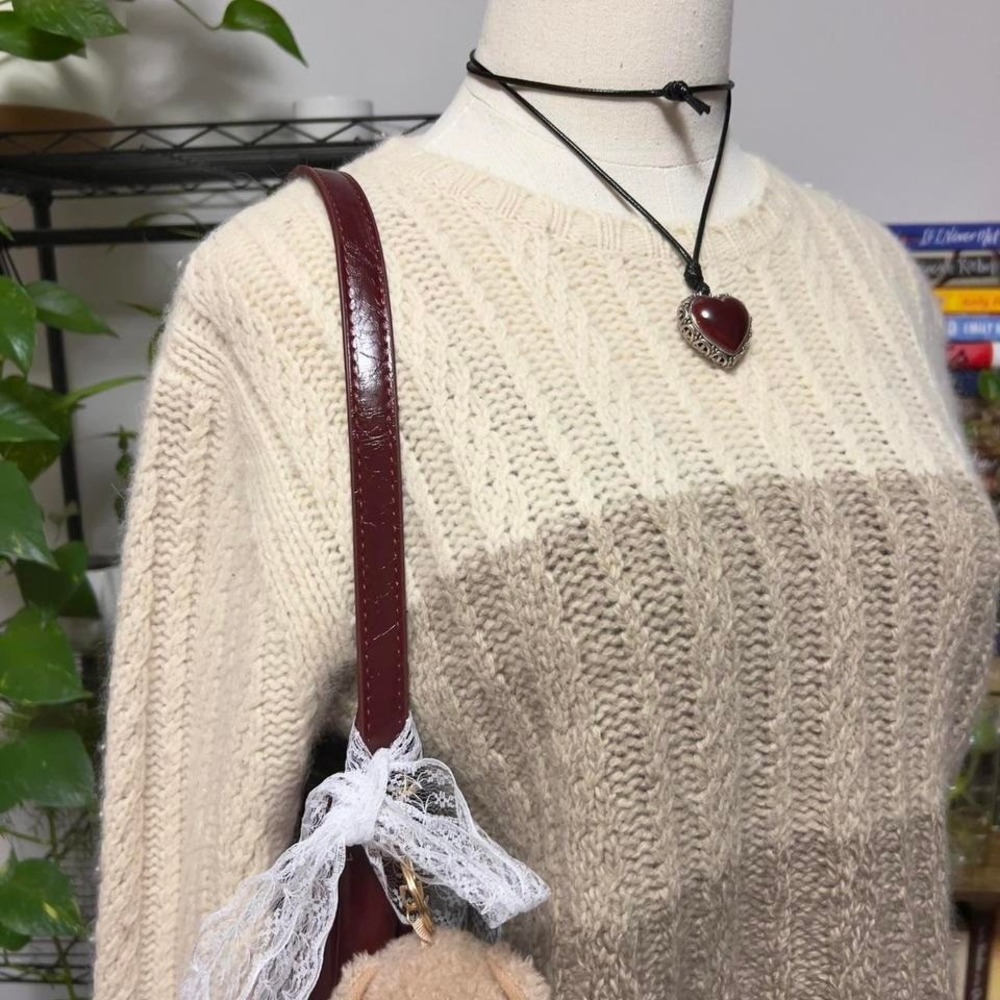 Vintage Jones New York Brown Striped Sweater Womens Medium Merino Wool Blend - Picture 5 of 7